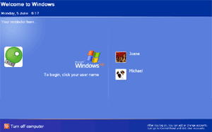Windows Xp welcome screen with Rohos USB login feature.