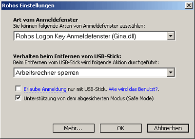 Windows Vista. Rohos Credential Provider einstellen